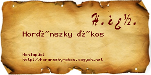 Horánszky Ákos névjegykártya